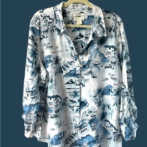 Cynthia Rowley 100% Linen Blouse, 3X